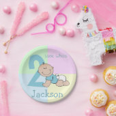 Assiettes En Carton Bébé mignon Cartoon 2e anniversaire (Fête)