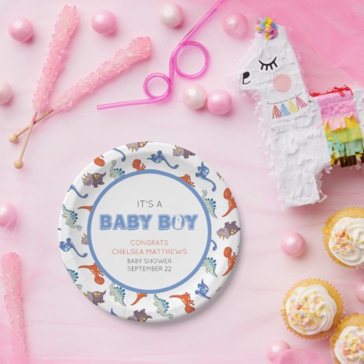 Assiettes En Carton Bébé mignon Dinosaur Motif Imprimer (Fête)