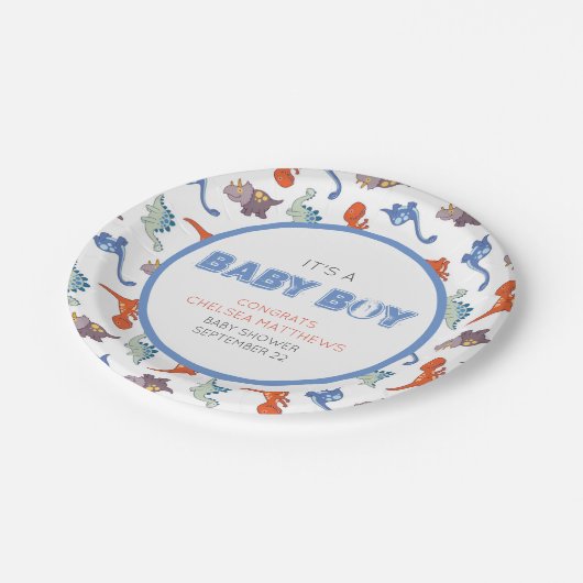 Assiettes En Carton Bébé mignon Dinosaur Motif Imprimer (Angle)