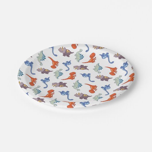 Assiettes En Carton Bébé mignon Dinosaur Motif Imprimer (Angle)