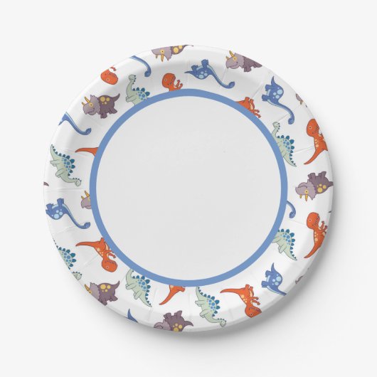 Assiettes En Carton Bébé mignon Dinosaur Motif Imprimer (Devant)