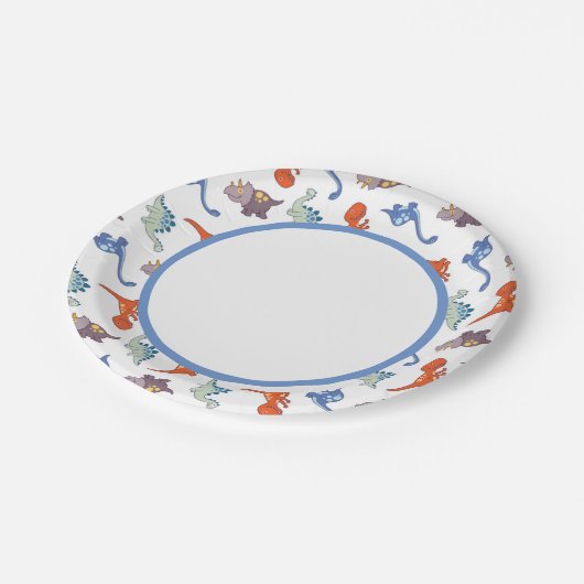 Assiettes En Carton Bébé mignon Dinosaur Motif Imprimer (Angle)