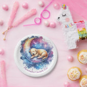 Assiettes En Carton Bébé mignon dormant sur la lune (Fête)