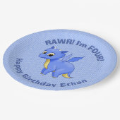 Assiettes En Carton Bébé mignon Dragon Bleu (Angle)