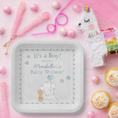 Assiettes En Carton Bébé mignon éléphant et ballons d'aquarelle (Fête)