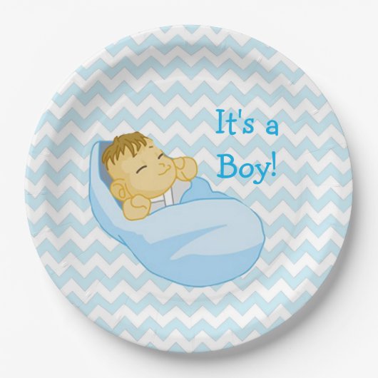 Assiettes En Carton Bébé mignon en bleu, "It's a Boy" Plaque de Baby s (Devant)