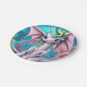 Assiettes En Carton Bébé mignon et souriant Dragon aux fleurs (Angle)