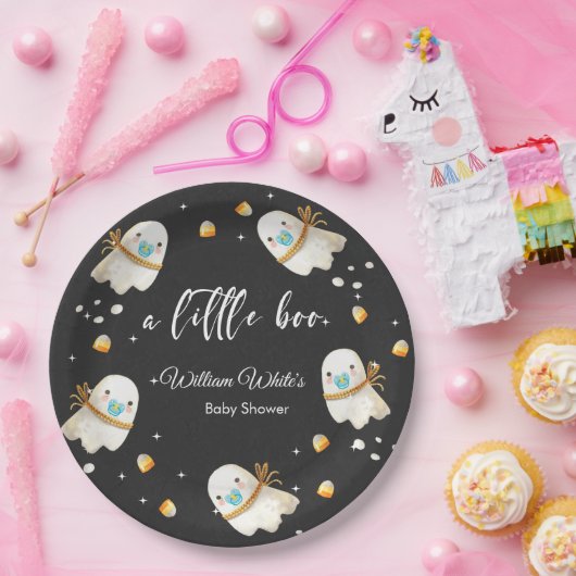 Assiettes En Carton Bébé mignon fantôme Halloween Baby shower d'automn (Fête)