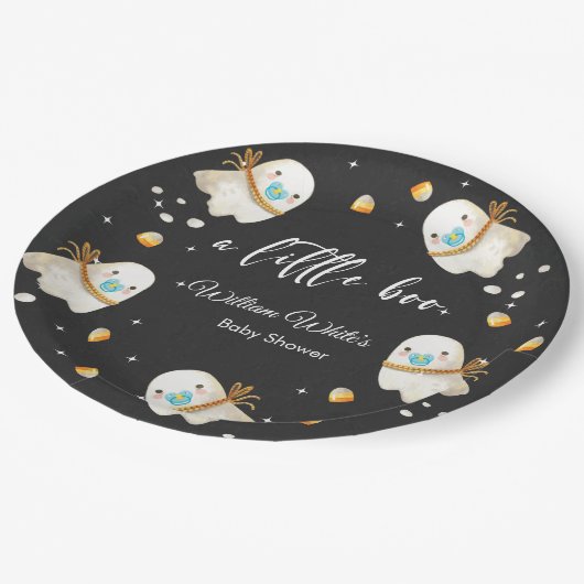 Assiettes En Carton Bébé mignon fantôme Halloween Baby shower d'automn (Angle)
