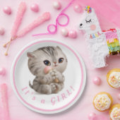 Assiettes En Carton Bébé mignon fille Kitten main tiré Typographie ros (Fête)