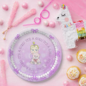 Assiettes En Carton Bébé mignon fille tenant Baby shower Ours Teddy (Fête)