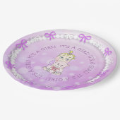 Assiettes En Carton Bébé mignon fille tenant Baby shower Ours Teddy (Angle)