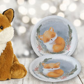 Assiettes En Carton Bébé mignon Fox Baby shower hiver neige