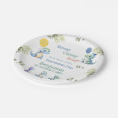 Assiettes En Carton Bébé mignon garçon bleu Dinosaur 1er anniversaire (Angle)