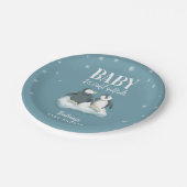 Assiettes En Carton Bébé mignon, il fait froid dehors, douche bleue (Angle)