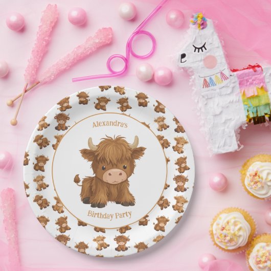 Assiettes En Carton Bébé mignon Plaques en papier de vache Highland (Fête)