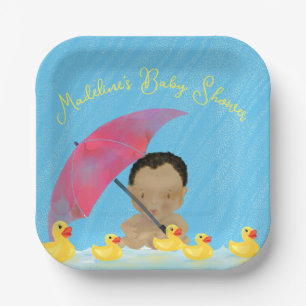 Assiettes En Carton Bébé mignon Pluie Caoutchouc Baby shower parapluie
