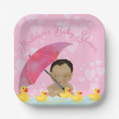 Assiettes En Carton Bébé mignon Pluie Caoutchouc Baby shower parapluie (Recto)