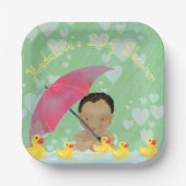Assiettes En Carton Bébé mignon Pluie Caoutchouc Baby shower parapluie (Recto)