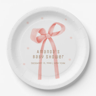 Assiettes En Carton Bébé mignon Polka Dot Bow Baby shower