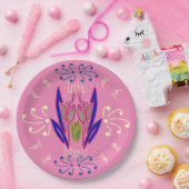 Assiettes En Carton Bébé mignon rose belle Flore Texte Motif Design (Fête)