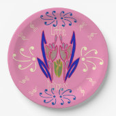 Assiettes En Carton Bébé mignon rose belle Flore Texte Motif Design (Devant)
