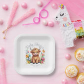 Assiettes En Carton Bébé mignon rustique Vache Highland (Fête)