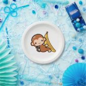 Assiettes En Carton Bébé mignon singe blanc banane (Fête)