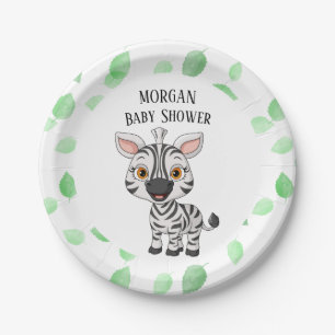 Assiettes En Carton Bébé mignon Zebra Voyage Jungle Safari Arbre Feuil
