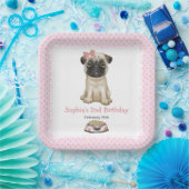 Assiettes En Carton Bébé mignonne Fille Carlin rose Plaques en papier (Fête)