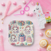 Assiettes En Carton Bébé mignonne lapins Plaques de fête d'anniversair (Fête)