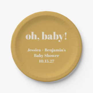 Assiettes En Carton Bébé Moderne Jaune Poussiéreux Douce Baby Shower N