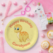 Assiettes En Carton Bébé mou Brontosaurus Dinosaur Cutisaurus Jaune (Fête)