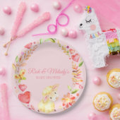 Assiettes En Carton Bébé mouton / Agneau rose et jeune fille Baby show (Fête)