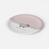Assiettes En Carton Bébé mouton rose Polka Baby shower point (Angle)