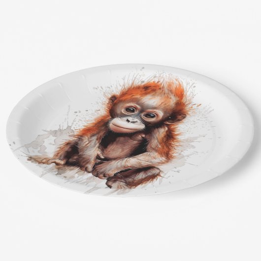 Assiettes En Carton Bebé Orangután (Angle)