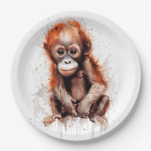 Assiettes En Carton Bebé Orangután (Devant)