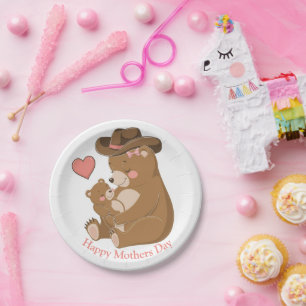 Assiettes En Carton Bébé ours Bonne fête des mères