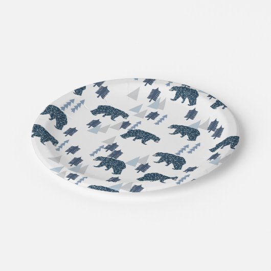 Assiettes En Carton Bébé ours moderne (Angle)