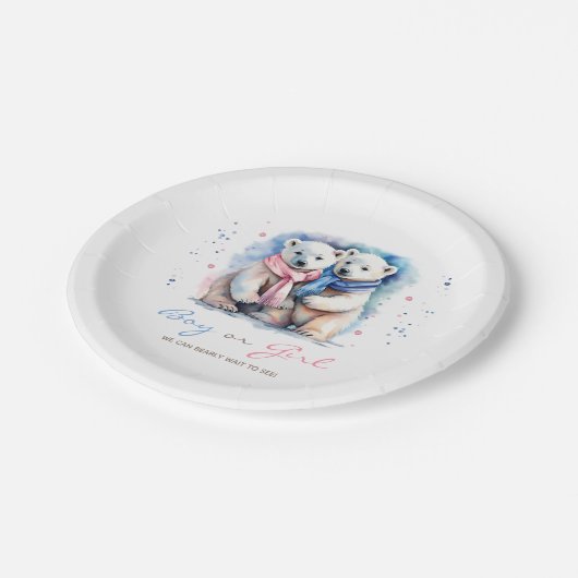 Assiettes En Carton Bébé Ours Sexe Révéler Garçon ou fille Hiver Autom (Angle)