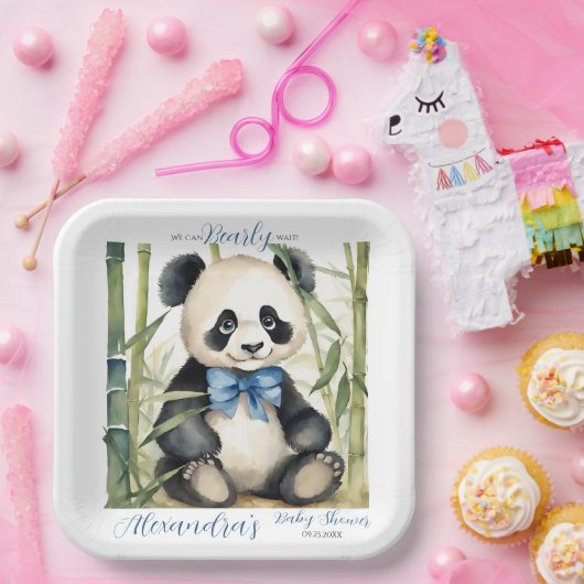 Assiettes En Carton Bébé Panda Ours Bearly Wait Boy Baby shower (Fête)