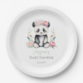Assiettes En Carton Bébé Panda Peonies Baby shower Jungle (Devant)