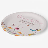 Assiettes En Carton Bébé papillon fleur sauvage dans le Baby shower en (Angle)