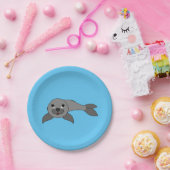 Assiettes En Carton Bébé phoque gris (Fête)