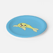 Assiettes En Carton Bébé phoque jaune (Angle)