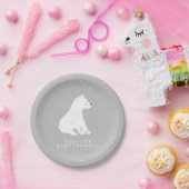 Assiettes En Carton Bébé Polar Bear Cub Gris Baby shower d'hiver (Fête)