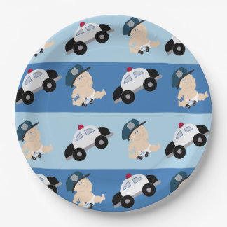 Assiettes En Carton Bébé Police Officier Cop Voiture Custom Papier Pla