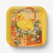 Assiettes En Carton Bébé Poussins de Pâques dans une plaque de papier  (Recto)