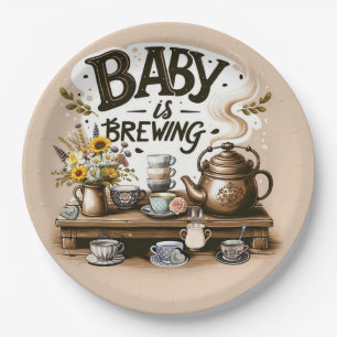 Assiettes En Carton Bébé prépare une Théière Rustique aux Pêches de Do