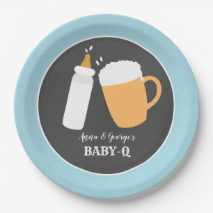 Assiettes En Carton Bébé-Q Barbecue Co-Ed Douche Plaque - Bleu